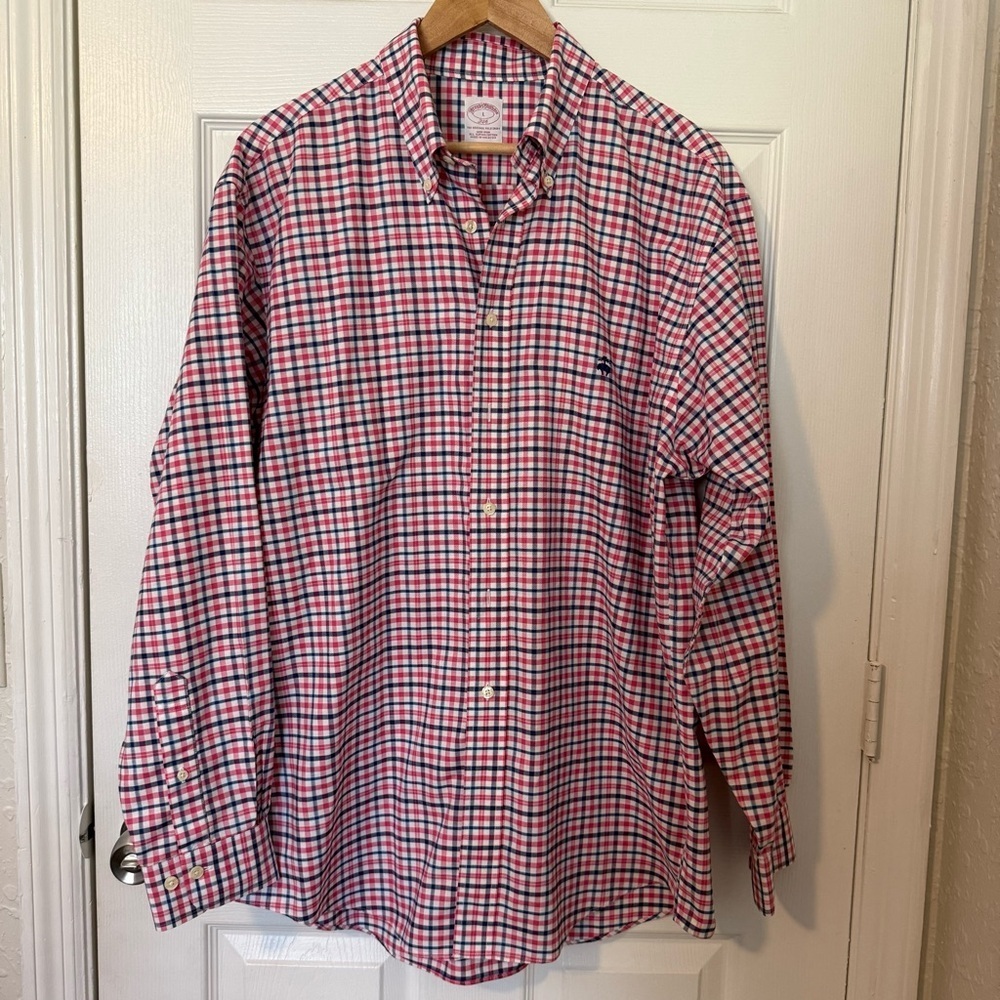 Brooks Brothers 346 The Original Polo Shirt Cotton Long Sleeve Button Down sz L